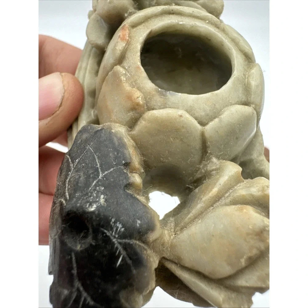 Lot of Four (4) Small Vintage Soapstone Motifs - Trinket Box Ashtray Inkwell